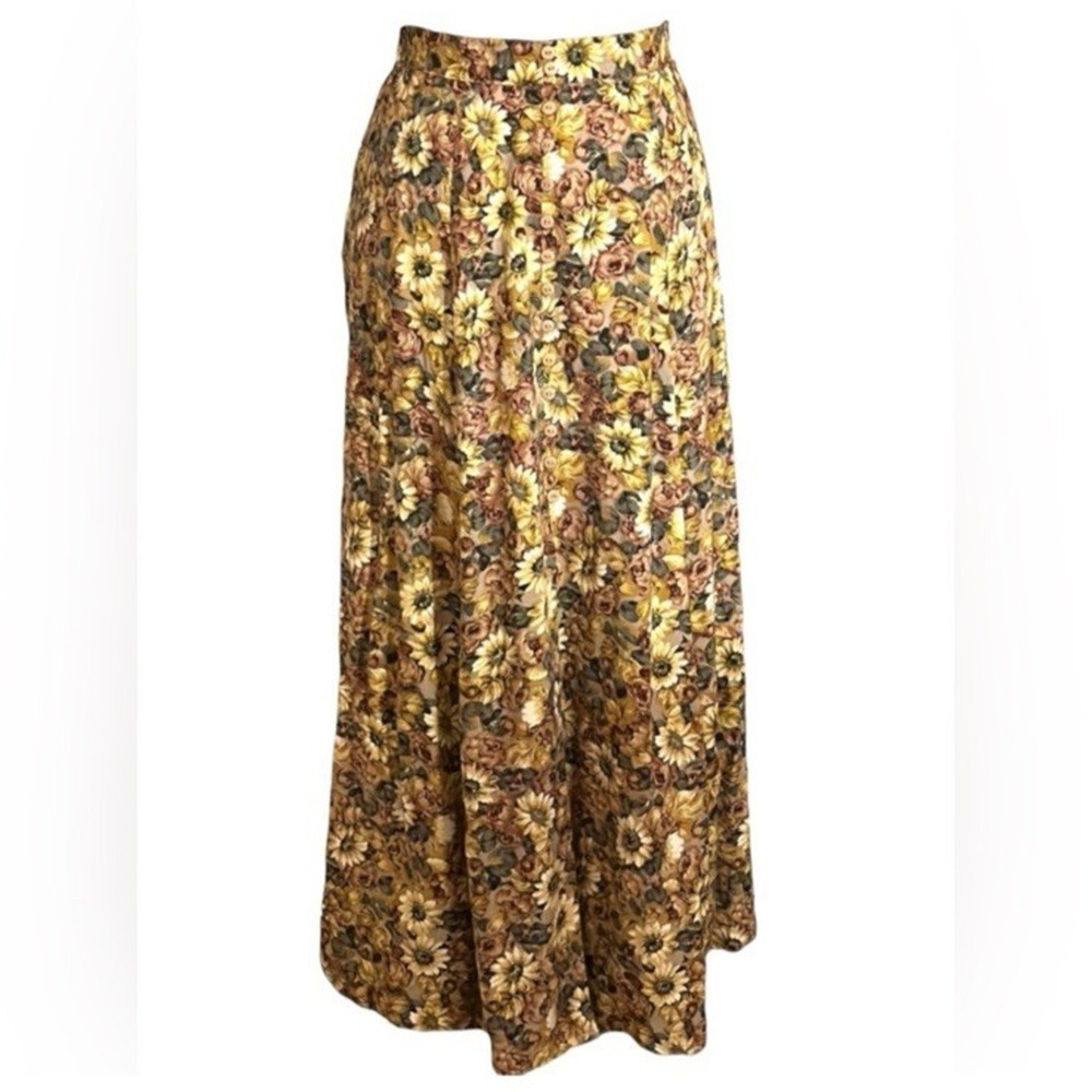 Vintage 90s Express Floral Maxi Skirt S Button Front Elastic Waist Fairy Grunge - Picture 9 of 11